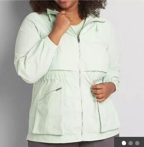 Lane Bryant Crinkle Cinched-Waist Jacket With Convertible Hood Size 22/24 (3x)